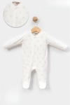 Бебешки гащеризон с дълъг ръкав, цвят екрю
