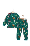 Детска пижама с дълъг ръкав Коледа, зелен цвят