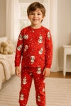Детска пижама с дълъг ръкав Коледа, червен цвят