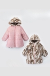 Детско зимно яке за момиче с две лица, розов цвят     