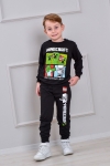 Детски комплект за момче с дълъг ръкав, черен цвят 