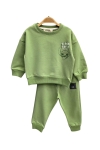 Детски комплект за момче с дълъг ръкав, зелен цвят