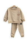 Детски комплект за момче с дълъг ръкав, бежов цвят
