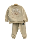 Детски комплект за момче с дълъг ръкав, бежов цвят