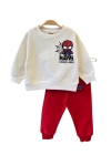 Детски комплект за момче с дълъг ръкав, червен цвят 