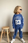 Детски комплект за момче с дълъг ръкав, тъмно син цвят