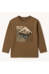 Детска блуза за момче с дълъг ръкав, кафяв цвят