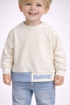 Детска блуза за момче с дълъг ръкав, цвят екрю