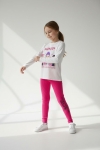 Детски комплект за момиче с дълъг ръкав, цикламен цвят 