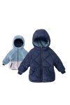Детско зимно яке за момче с две лица, тъмно син цвят