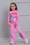 Детски комплект за момиче с дълъг ръкав, тъмно розов цвят 