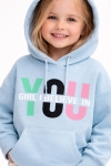Детски суитшърт момиче вата, син цвят