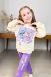 Детски комплект за момиче с дълъг ръкав, лилав цвят 