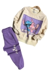 Детски комплект за момиче с дълъг ръкав, лилав цвят 