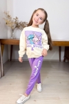 Детски комплект за момиче с дълъг ръкав, лилав цвят 