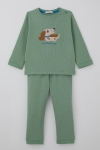Детски комплект за момче с дълъг ръкав, зелен цвят