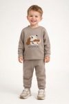 Детски комплект за момче с дълъг ръкав, кафяв цвят
