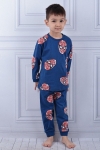 Детска пижама за момче с дълъг ръкав, син цвят