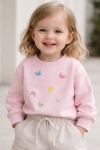 Детска блуза за момиче с дълъг ръкав, розов цвят  