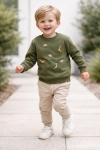 Детска блуза за момче с дълъг ръкав, зелен цвят
