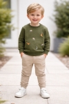 Детска блуза за момче с дълъг ръкав, зелен цвят