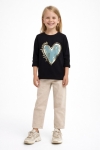 Детска блуза за момиче с дълъг ръкав, черен цвят 