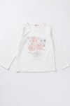 Детска блуза за момиче с дълъг ръкав, цвят екрю