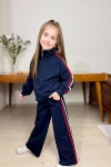 Детски комплект за момиче с дълъг ръкав, тъмно син цвят