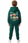 Детски комплект за момче с дълъг ръкав, зелен цвят 