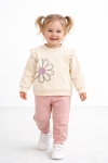  Детски комплект за момиче с дълъг ръкав, розов цвят