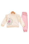  Детски комплект за момиче с дълъг ръкав, розов цвят