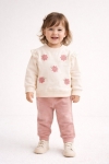 Детски комплект за момиче с дълъг ръкав, цвят пудра