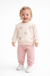 Детски комплект за момиче с дълъг ръкав, светло розовцвят 