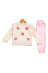 Детски комплект за момиче с дълъг ръкав, розов цвят