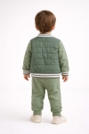 Детски комплект за момче с дълъг ръкав 3 части, зелен цвят
