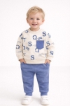 Детски комплект за момче с дълъг ръкав, син цвят