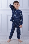 Детска пижама за момче с дълъг ръкав, тъмно син цвят 
