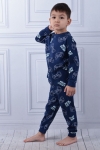Детска пижама за момче с дълъг ръкав, тъмно син цвят 