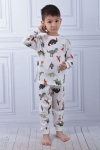 Детска пижама за момче с дълъг ръкав, цвят екрю