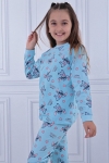  Детска пижама за момиче с дълъг ръкав, син цвят