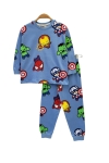 Детска пижама за момче с дълъг ръкав, син цвят  