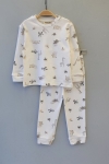 Детска пижама за момче с дълъг ръкав, цвят екрю