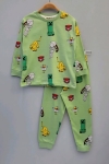  Детска пижама за момче с дълъг ръкав, зелен цвят