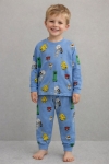  Детска пижама за момче с дълъг ръкав, син цвят