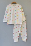 Детска пижама за момиче с дълъг ръкав, цвят екрю 