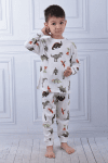 Детска пижама за момче с дълъг ръкав, екрю цвят