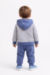 Детски комплект за момче с дълъг ръкав 3 части, син цвят 
