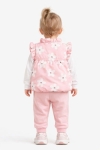 Детски комплект за момиче с дълъг ръкав 3 части, светло розов цвят