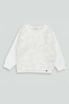 Детска блуза за момиче с дълъг ръкав, цвят екрю 