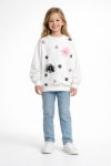 Детска блуза за момиче с дълъг ръкав, цвят екрю